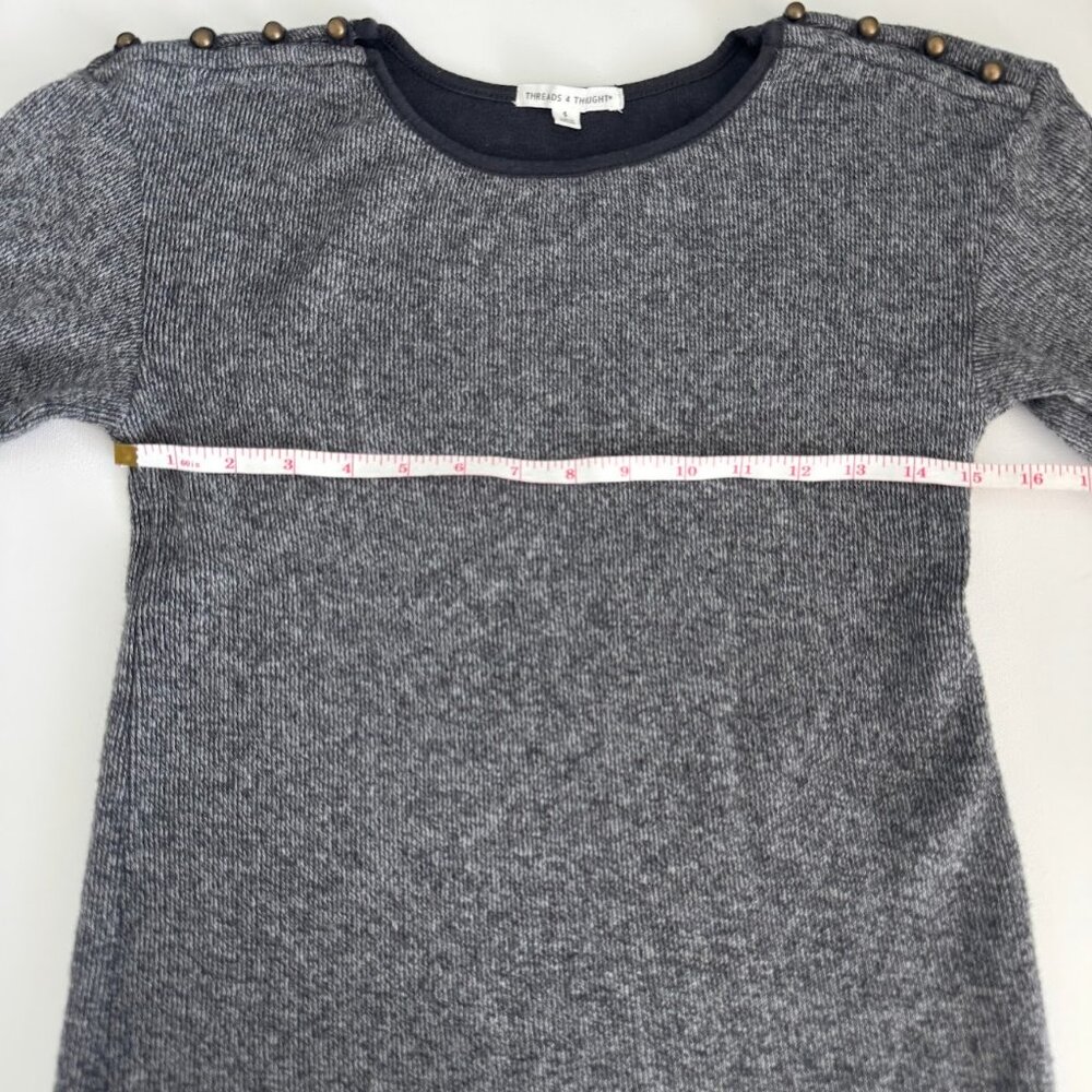 Threads 4 Thought Elissa Ribbed Knit Top Snap Shoulder Gray Long Sleeve S - Picture 11 of 11